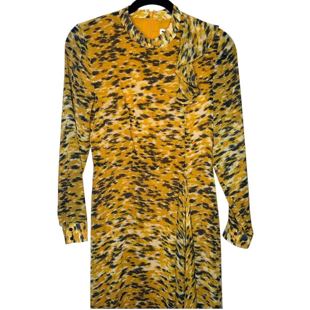 Whistles Ines Ikat Animal Print long sleeve midi dress womens 4 cocktails event - Picture 6 of 11